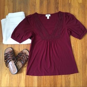 LOFT top with brocade detail. Size S.